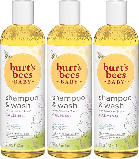 Burt's Bees - Burt’s Bees Conjunto de Shampoo e Lavagem para Bebês, Fórmula Natural de Origem Vegetal 2 em 1 para Pele Sensível, Fragrância Calmante de Lavanda, Sem Lágrimas, Testado por Pediatras, 3 Tamanhos de Viagem