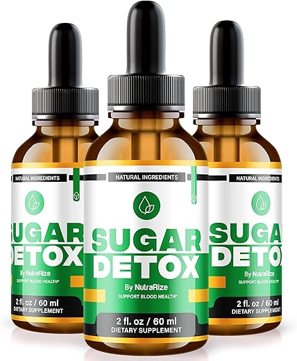 NutraRize - (3 Pacotes) Gotas Detox de Açúcar, Desafio Detox de Açúcar de 21 Dias, Limpeza Líquida Natural para Iniciantes, Fórmula Premium de Sangue Gotas Avaliações (90 Porções)