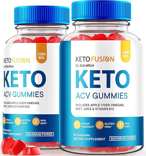 NutraRize - (2 Pacotes) Gomas Keto Fusion ACV, Gomas KetoFusion Keto ACV, Gomas de Vinagre de Maçã Natural Sem Açúcar, Suplemento Keto ACV, Avaliações Oficiais KetoFusion Labs (120…)