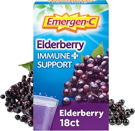Vitamina C 1000mg (18 Unidades, Sabugueiro) Suplemento Alimentar em Pó Efervescente  Emergen-C - Emergen-C