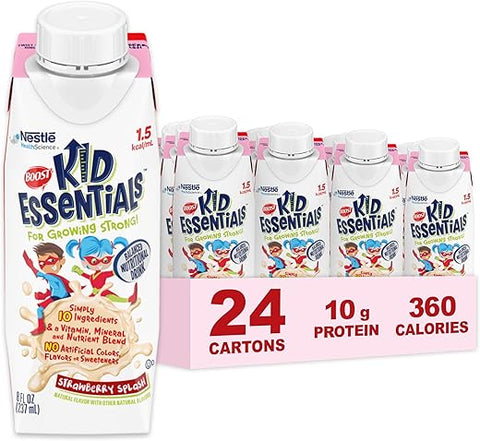 KID ESSENTIALS 1.5, Morango Refrescante, 240 ml (Pacote com 24 unidades) - BOOST