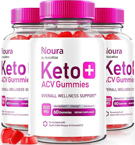 NutraRize - (3 Pacotes) Gomas Noura Keto ACV, Oficial Noura Keto, Gomas Keto ACV, Keto Plus ACV Natural, Avaliações de Vinagre de Maçã Keto (180 Gomas)