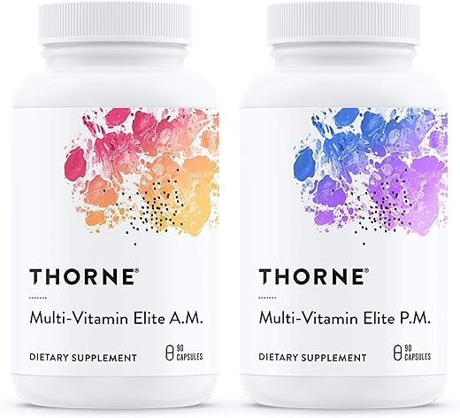 Multi-Vitamin Elite – Fórmula AM Suporta Produção de Energia Celular e Fórmula PM Suporta Sono Repousante – Livre de Glúten e Lactose – 180 cápsulas - THORNE