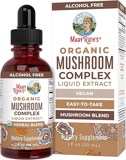 MaryRuth Organics - MaryRuth’s | Complexo de Cogumelos Orgânicos USDA | Gotas Líquidas Herbais | Suplemento de Cogumelos | Cabeça de Leão | Cogumelo Reishi | Cogumelos Shiitake | Não-OGM | Vegano | Livre de Álcool