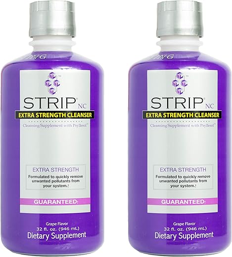 Strip NC Herbal Cleanse Detox Drink 32 Fl Oz – Desintoxicação Rápida do Corpo, Líquido de Limpeza Premium para Remoção Rápida de Toxinas, Desintoxicação Extrema, Sabor Uva - Wellgenix