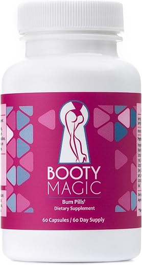 Booty Magic - Pílulas para Aumento do Bumbum – 2 Meses de Fornecimento de Pílulas para um Bumbum Maior, Mais Arredondado e Volumoso com Extrato de Raiz de Maca e Extrato de Feno-Grego