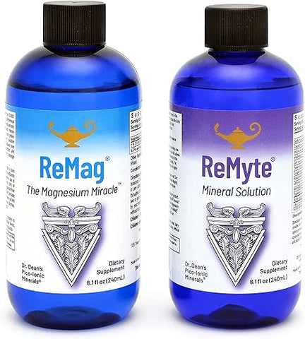 ReMag Magnésio Líquido de Alta Absorção, Solução Mineral ReMyte, 12 Minerais Incluindo Iodo, Selênio, Zinco, Magnésio, Boro, 240 ml Cada – por Dr. Carolyn Dean - RnA ReSet