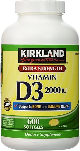 KIRKLAND - Kirkland – Vitamina D-3 Extra Forte 2000 UI 600 Cápsulas Soft Gel – Compre Agora!