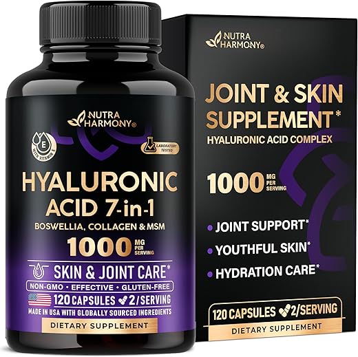 NUTRAHARMONY - Suplemento Ácido Hialurônico 1000 mg – Pele | Marca: Skin | 100% Natural