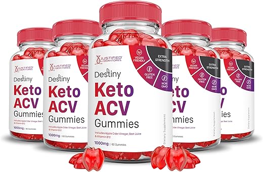 Justified Laboratories - (5 Pacotes) Gomas Destiny Keto ACV Fórmula Avançada 1000MG Gomas Destiny Keto Vinagre de Maçã Formulado com Romã e Beterraba em Pó B12 Vegano Não GMO 300 Gomas