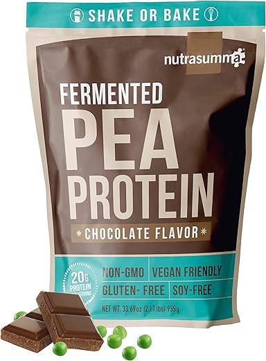 Nutrasumma - Proteína de Ervilha Fermentada em Pó 2.11 LB – Chocolate – Fonte de Ervilhas da América do Norte – Pó de Proteína Vegetal (Sem OGM, Sem Glúten, Amigável para Veganos)