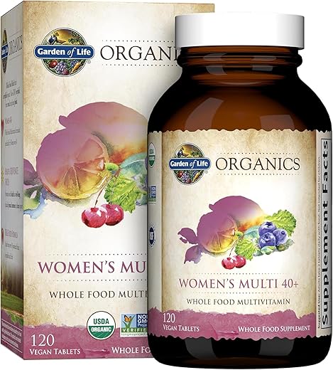 Organics Vitaminas para Mulheres 40 Plus – 120 Comprimidos, Multivitamínico Feminino 40 Plus, Vitaminas Veganas para Mulheres Acima de 40, Hormônios - Garden of Life
