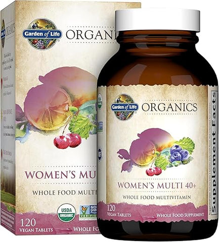 Organics Vitaminas para Mulheres 40 Plus – 120 Comprimidos, Multivitamínico Feminino 40 Plus, Vitaminas Veganas para Mulheres Acima de 40, Hormônios - Garden of Life