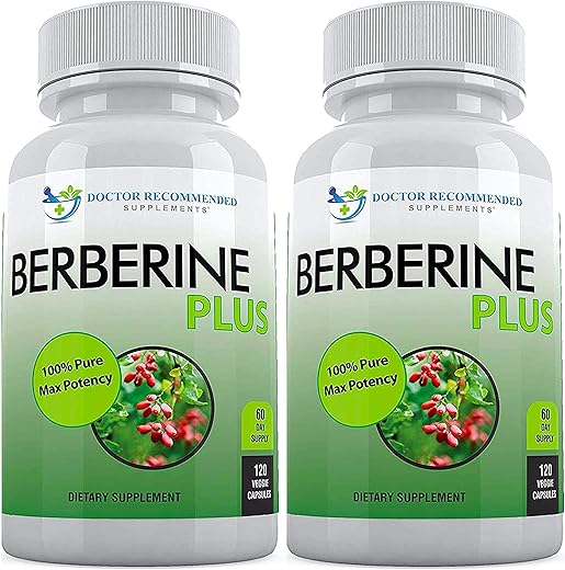 DOCTOR RECOMMENDED SUPPLEMENTS - Berberine Plus 1200mg – 120 Cápsulas Vegetais com Geléia Real, Fortalece o Sistema Imunológico e Melhora a Saúde Cardiovascular