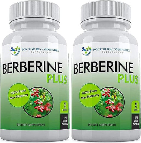 DOCTOR RECOMMENDED SUPPLEMENTS - Berberine Plus 1200mg – 120 Cápsulas Vegetais com Geléia Real, Fortalece o Sistema Imunológico e Melhora a Saúde Cardiovascular