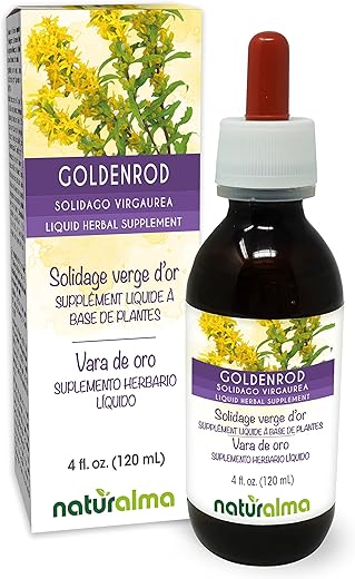 Goldenrod (Solidago virgaurea) – Tintura sem álcool de ervas com flores – 118 ml Extrato líquido em gotas – Vegano - Naturalma