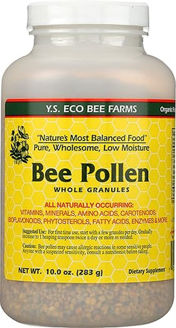YS Eco Bee Farms - Pólen de Abelha – Grânulos Integrais de Baixa Umidade – 283 g