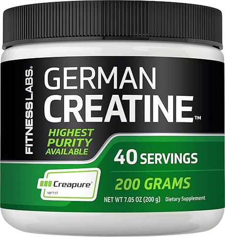 German Creatine Powder | 200g | 39 Porções | Creapure | Pó Monohidratado - Fitness Labs