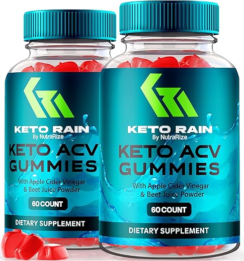 NutraRize - (2 Pacotes) Gomas Keto Rain ACV, Oficiais KetoRain Gomas Keto ACV, Suplemento Keto Natural, Vinagre de Maçã Keto, Avaliações Keto Plus ACV (120 Gomas)