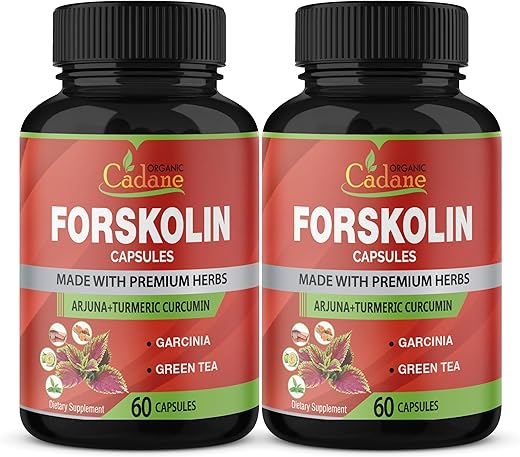 Organic Cadane - Orgânico Cadane 2 Packs Cápsulas de Suplementos de Forskolin 5000mg – Potencialize sua saúde com a marca Cadane