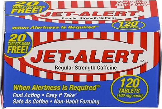 100 MG Cada Comprimido de Cafeína 120 Unidades – Pacote de 3 | Energizante de Marca - Jet-Alert