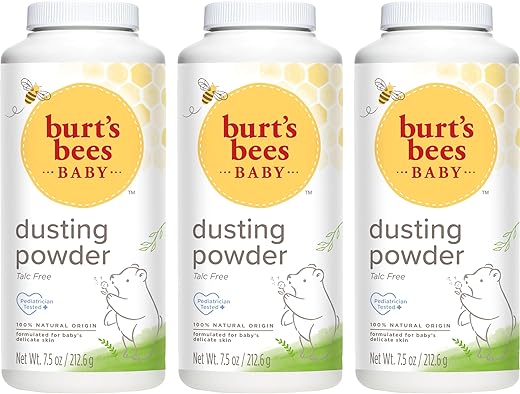 Burt's Bees - Burt’s Bees Pó de Talco para Bebê, 100% Natural, Livre de Talco, Testado por Pediatras, 7,5 Onças, Pacote com 3, Variação de Embalagem