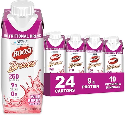 Breeze Bebida Nutricional Clara, 9g Proteína, 250 Calorias Nutritivas, Frutas Silvestres, 240ml (Pacote com 24) - BOOST