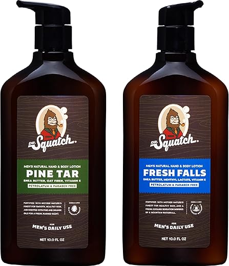 Loção Natural para Homens – Hidratante Não Oleoso 24 horas – Com Manteiga de Karité, Óleo de Coco e Vitamina E – Tar de Pinho e Frescor – 100g - Dr. Squatch
