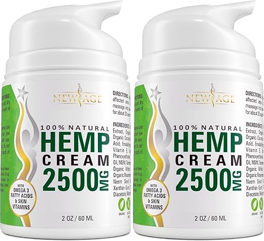 NEW AGE - Creme de Hemp New Age Ajuda a Aliviar Desconforto nos Joelhos, Articulações e Lombar – Extrato Natural de Hemp – Fabricado nos EUA – Creme de Hemp 120ml (Pacote com 2)