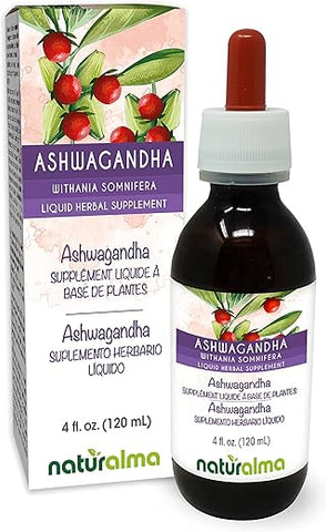 Ashwagandha (Withania somnifera) Tintura sem álcool de raiz – 118 ml Extrato líquido em gotas – Vegano - Naturalma