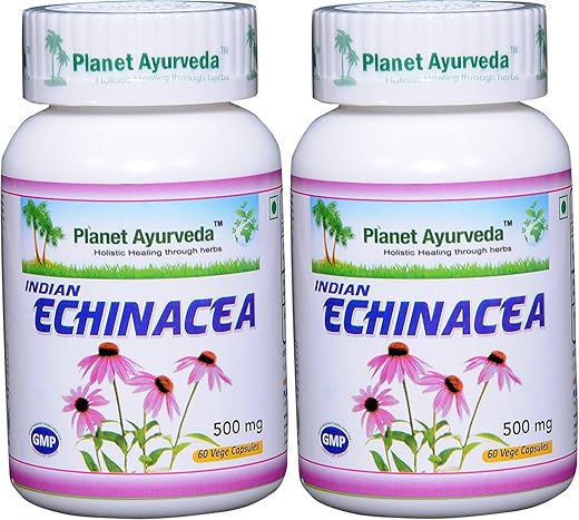 Echinácea Indiana – 2 Frascos (Cada 60 Cápsulas, 500mg) (nos EUA) | Comprar Online - Planet Ayurveda
