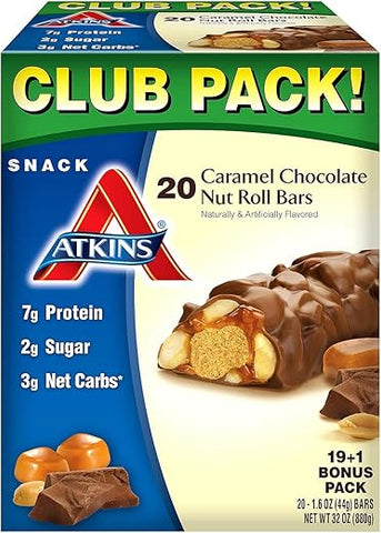 Barra de Snack, Rolinho de Caramelo, Chocolate e Nozes, Keto Friendly (20 un.), 31g - Atkins