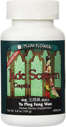 Plum Flower - Jade Screen Teapills – Yu Ping Feng Wan – Tamanho Econômico – 1000 Comprimidos – Marca Jade Screen