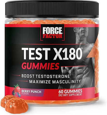 Test X180 Gummies – Suplemento de Testosterona para Homens com Tongkat Ali, Horny Goat Weed, Tribulus Terrestris e Fenugreek - Force Factor