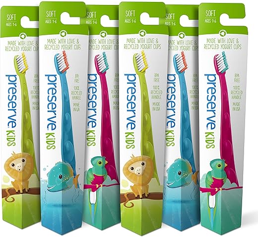 Escova de Dentes Infantil, Cerdas Macias, Pacote com 6 – Marca em Destaque - Preserve