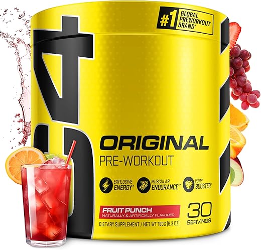 C4 Original Pré-Treino em Pó Sabor Frutas Vermelhas | Vitamina C para Suporte Imunológico | Energia Pré-Treino sem Açúcar para Homens | 30 doses - Cellucor