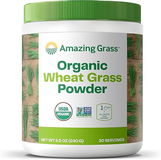 Wheat Grass Powder: Energia e Desintoxicação com Pó de Grama de Trigo 100% Integral – 100g - Amazing Grass