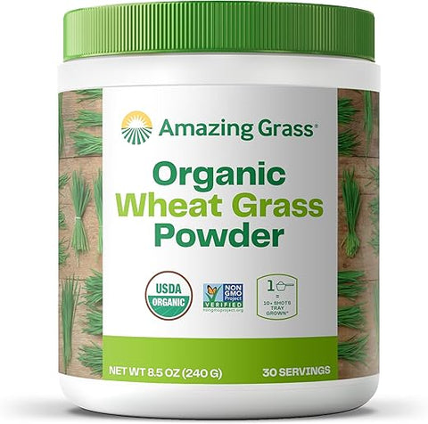 Wheat Grass Powder: Energia e Desintoxicação com Pó de Grama de Trigo 100% Integral – 100g - Amazing Grass
