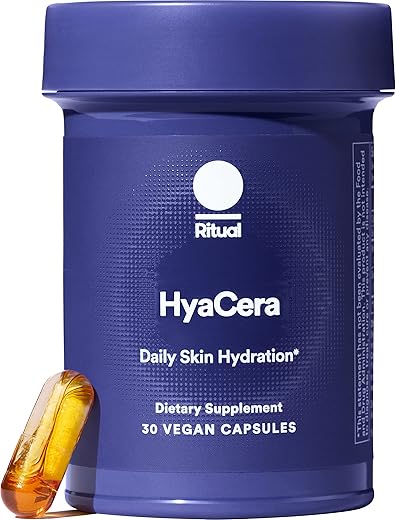 HyaCera – Suplemento para Suporte de Rugas com Hyabest e Ceratiq para Hidratação da Pele, Ácido Hialurônico, Glicolipídios, Ceramidas, Sem Glúten, Não Transgênico, Baunilha – Marca HyaCera - Ritual