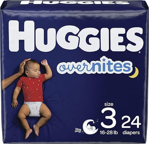 HUGGIES - Fraldas Noturnas Huggies Overnites Tamanho 3, 24 Unidades – Absorção Noturna