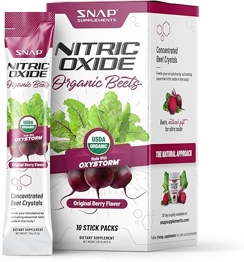 Superfood Orgânico em Pó de Beterraba, Óxido Nítrico, Circulação On-The-Go, Embalagens Individuais Práticas (10 Packs) - Snap Supplements