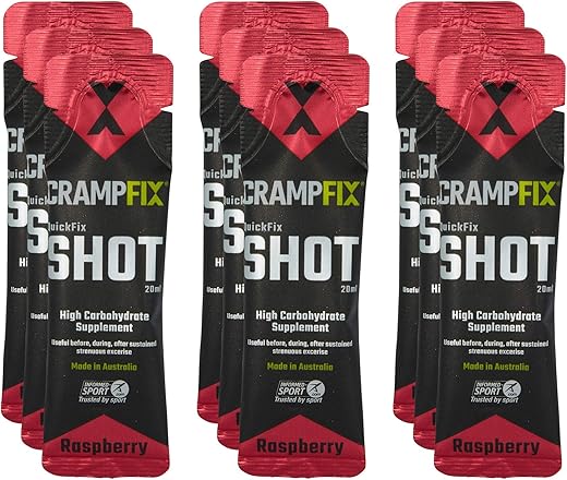 CRAMPFIX - Alívio e Prevenção de Cãibras Musculares – Sports Shot 9 Sachês Portáteis Framboesa Natural (Marca)