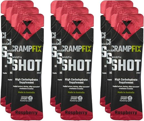 CRAMPFIX - Alívio e Prevenção de Cãibras Musculares – Sports Shot 9 Sachês Portáteis Framboesa Natural (Marca)