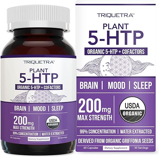 Triquetra Health - 5-HTP Orgânico – 200 mg | Concentração de 99%% de 5HTP, Mais Vitamina B6 Cofator : Organic