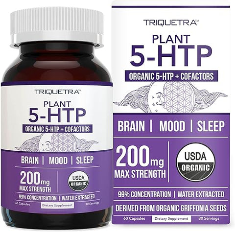 Triquetra Health - 5-HTP Orgânico – 200 mg | Concentração de 99%% de 5HTP, Mais Vitamina B6 Cofator : Organic