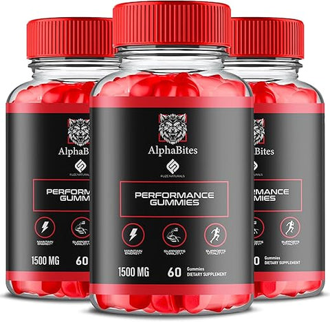 Fyvus - Alpha Bites Gummies – Suplemento de Suporte à Saúde Natural – 3 Pacotes – Alta Potência Diária e Estímulo ao Estilo de Vida Saudável – 100% Natural – AlphaBites