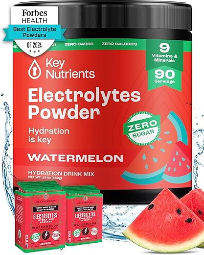 Pó Multivitamínico e Eletrolítico Sem Açúcar – Refrescante Pó de Melancia – Resistência – 500g - KEY NUTRIENTS