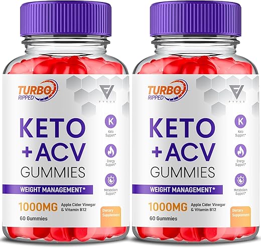 Fyvus - (2 Pacotes) Gomas Turbo Ripped Keto ACV, TurboRIpped Vinagre de Maçã Avançado Multivitamínico de Suporte Saudável, Turbo Rip Máxima Força Diária para Bem-Estar e Energia