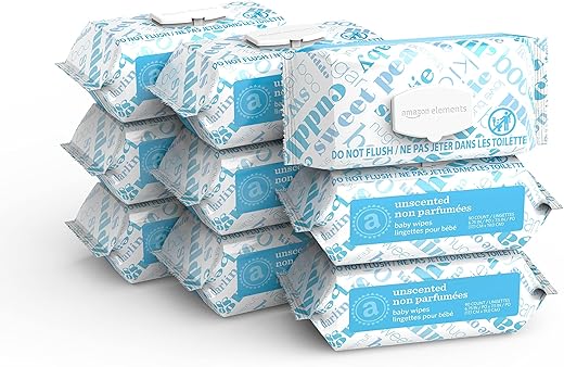 Lenços Umedecidos para Bebês, Sem Perfume, Hipoalergênicos, 810 Unidades, Embalagens Flip-Top, Pacote com 9 – Compre Agora! - Amazon Elements