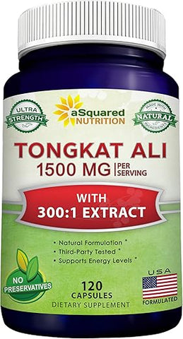 Tongkat Ali 1500mg – 120 Cápsulas – Extrato de Longjack (Eurycoma Longifolia) – Marca aSquared Nutrition - aSquared Nutrition